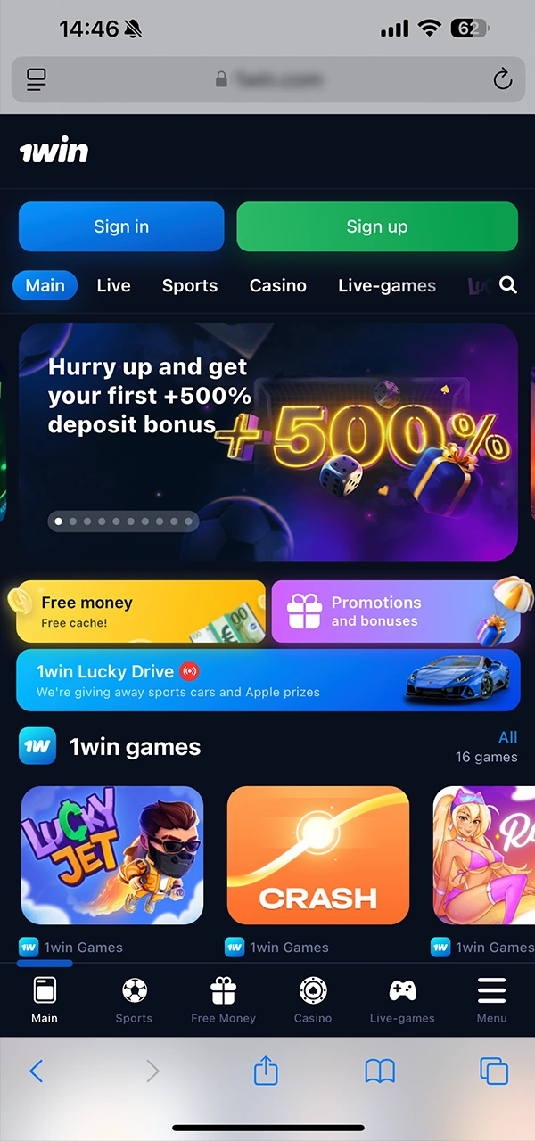 Các bước đơn giản để mở trang web 1Win.